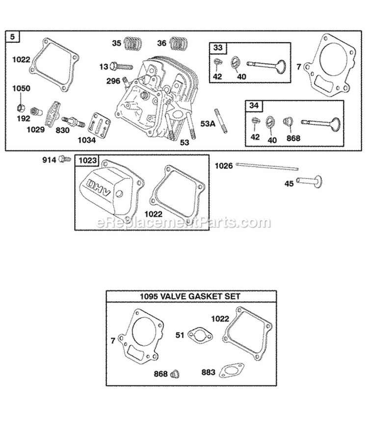 Cylinder Head Gasket Set - Valve Lubrication Diagram and Parts List for 117432-0552-A1  Briggs and Stratton Engine